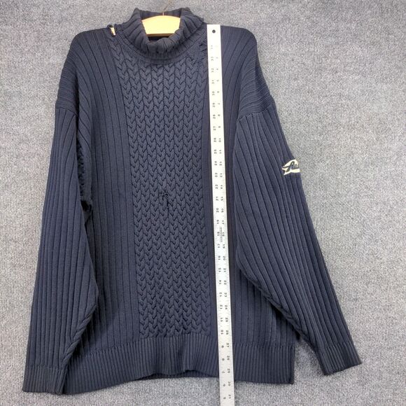 Marc Buchanan Pelle Pelle Turtleneck Sweater Mens Size XL Blue Distressed Logo - Picture 4 of 15